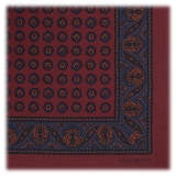 Viola Milano - Fazzoletto da Taschino in Seta Stampata - Diamante Rosso - Handmade in Italy - Luxury Exclusive Collection