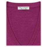 Viola Milano - Luxury Cashmere Blend V-Neck Sweater - Fuschia - Handmade in Italy - Luxury Exclusive Collection