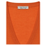 Viola Milano - Luxury Cashmere Blend V-Neck Sweater - Orange - Handmade in Italy - Luxury Exclusive Collection
