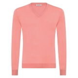Viola Milano - Luxury Cashmere Blend V-Neck Sweater - Pink - Handmade in Italy - Luxury Exclusive Collection