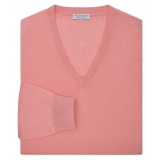 Viola Milano - Luxury Cashmere Blend V-Neck Sweater - Pink - Handmade in Italy - Luxury Exclusive Collection