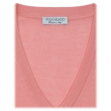 Viola Milano - Luxury Cashmere Blend V-Neck Sweater - Pink - Handmade in Italy - Luxury Exclusive Collection