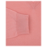 Viola Milano - Luxury Cashmere Blend V-Neck Sweater - Pink - Handmade in Italy - Luxury Exclusive Collection