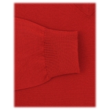 Viola Milano - Luxury Cashmere Blend V-Neck Sweater - Red - Handmade in Italy - Luxury Exclusive Collection