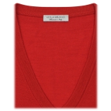 Viola Milano - Luxury Cashmere Blend V-Neck Sweater - Red - Handmade in Italy - Luxury Exclusive Collection