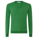 Viola Milano - Luxury Cashmere Blend V-Neck Sweater - Apple - Handmade in Italy - Luxury Exclusive Collection