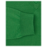 Viola Milano - Luxury Cashmere Blend V-Neck Sweater - Apple - Handmade in Italy - Luxury Exclusive Collection