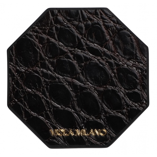 Viola Milano - Sottobicchieri di Lusso in Coccodrillo - Marrone (Set da 6) - Handmade in Italy - Luxury Exclusive Collection