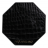 Viola Milano - Sottobicchieri di Lusso in Coccodrillo - Nero (Set da 6) - Handmade in Italy - Luxury Exclusive Collection