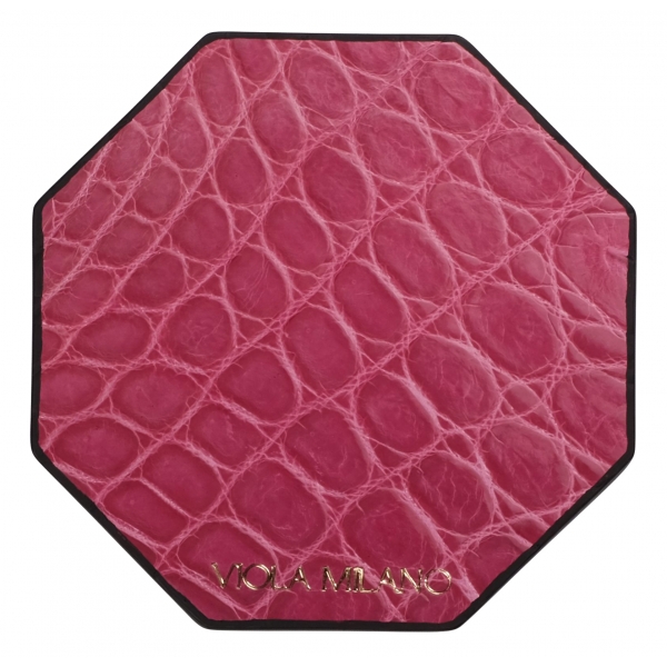 Viola Milano - Sottobicchieri di Lusso in Coccodrillo - Fucsia (Set da 6) - Handmade in Italy - Luxury Exclusive Collection