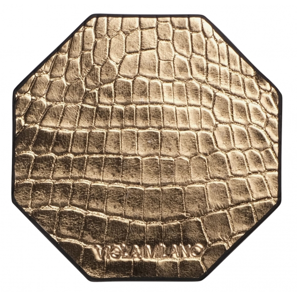 Viola Milano - Luxury Crocodile Coaster - Gold (Set of 6) - Handmade in Italy - Luxury Exclusive Collection