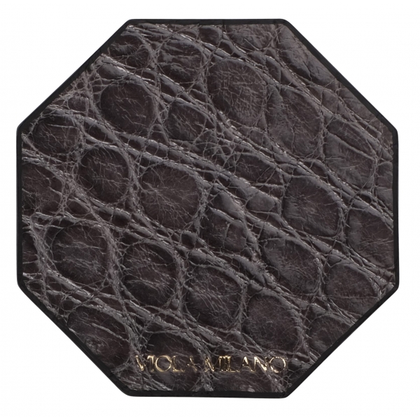 Viola Milano - Luxury Crocodile Coaster - Grey (Set of 6) - Handmade in Italy - Luxury Exclusive Collection