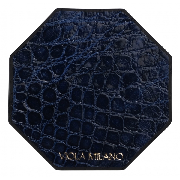 Viola Milano - Sottobicchieri di Lusso in Coccodrillo - Navy (Set da 6) - Handmade in Italy - Luxury Exclusive Collection