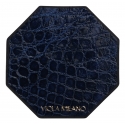 Viola Milano - Luxury Crocodile Coaster - Navy (Set of 6) - Handmade in Italy - Luxury Exclusive Collection