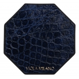 Viola Milano - Luxury Crocodile Coaster - Navy (Set of 6) - Handmade in Italy - Luxury Exclusive Collection