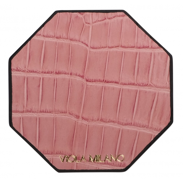 Viola Milano - Luxury Crocodile Coaster - Pink (Set of 6) - Handmade in Italy - Luxury Exclusive Collection