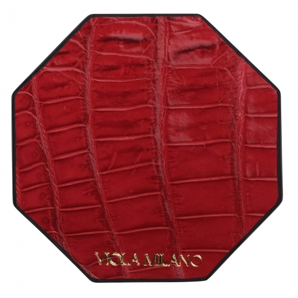 Viola Milano - Luxury Crocodile Coaster - Red (Set of 6) - Handmade in Italy - Luxury Exclusive Collection