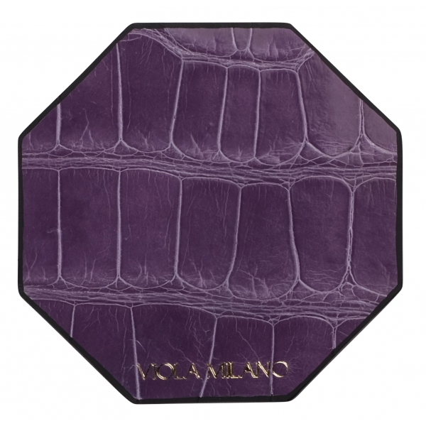 Viola Milano - Luxury Crocodile Coaster - Purple (Set of 6) - Handmade in Italy - Luxury Exclusive Collection