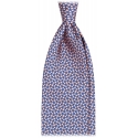 Viola Milano - Cravatta Maillon in Seta Italiana Cucitura - Corallo/Blu Navy - Handmade in Italy - Luxury Exclusive Collection