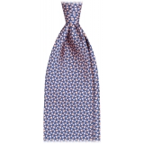 Viola Milano - Cravatta Maillon in Seta Italiana Cucitura - Corallo/Blu Navy - Handmade in Italy - Luxury Exclusive Collection