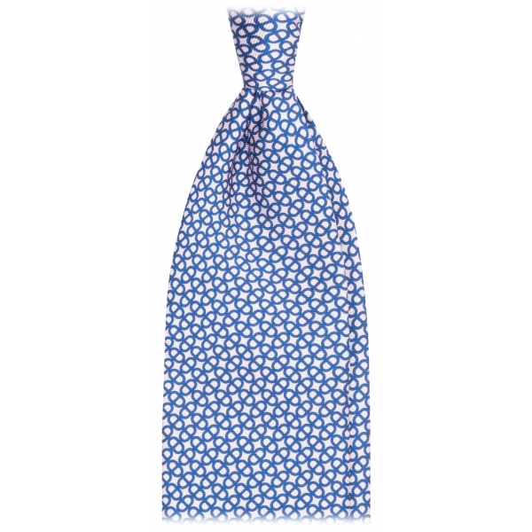Viola Milano - Cravatta Maillon in Seta Italiana con Cucitura - Rosa/Blu Navy - Handmade in Italy - Luxury Exclusive Collection