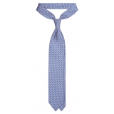 Viola Milano - Cravatta Maillon in Seta Italiana con Cucitura - Rosa/Blu Navy - Handmade in Italy - Luxury Exclusive Collection