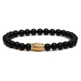 Viola Milano - Gemstone 6 mm Bracelet I Gold Tube - Matte Black - Handmade in Italy - Luxury Exclusive Collection