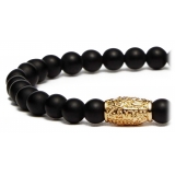 Viola Milano - Gemstone 6 mm Bracelet I Gold Tube - Matte Black - Handmade in Italy - Luxury Exclusive Collection
