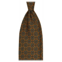 Viola Milano - Cravatta in Lana Italiana con Stampa a Medaglione - Senape - Handmade in Italy - Luxury Exclusive Collection