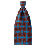 Viola Milano - Medallion Handprinted Archive Madder Silk Tie - Blue Mix - Handmade in Italy - Luxury Exclusive Collection