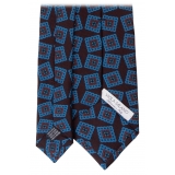 Viola Milano - Medallion Handprinted Archive Madder Silk Tie - Bronze Mix - Handmade in Italy - Luxury Exclusive Collection