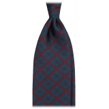 Viola Milano - Medallion Handprinted Archive Madder Silk Tie - Wine Mix - Handmade in Italy - Luxury Exclusive Collection
