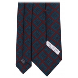 Viola Milano - Medallion Handprinted Archive Madder Silk Tie - Wine Mix - Handmade in Italy - Luxury Exclusive Collection