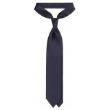 Viola Milano - Medallion Handprinted Archive Madder Silk Tie - Wine Mix - Handmade in Italy - Luxury Exclusive Collection