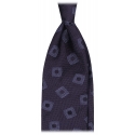 Viola Milano - Cravatta in Seta Intrecciata con Medaglione - Blu Navy/Mare - Handmade in Italy - Luxury Exclusive Collection
