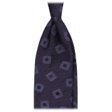 Viola Milano - Cravatta in Seta Intrecciata con Medaglione - Blu Navy/Mare - Handmade in Italy - Luxury Exclusive Collection