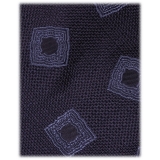 Viola Milano - Cravatta in Seta Intrecciata con Medaglione - Blu Navy/Mare - Handmade in Italy - Luxury Exclusive Collection