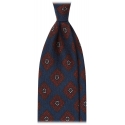 Viola Milano - Cravatta in Lana Italiana Stampa a Rombi Pugliesi - Blu Navy - Handmade in Italy - Luxury Exclusive Collection