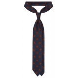 Viola Milano - Cravatta in Lana Italiana Stampa a Rombi Pugliesi - Blu Navy - Handmade in Italy - Luxury Exclusive Collection