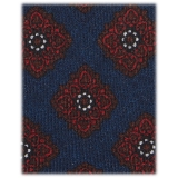 Viola Milano - Cravatta in Lana Italiana Stampa a Rombi Pugliesi - Blu Navy - Handmade in Italy - Luxury Exclusive Collection