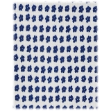 Viola Milano - Cravatta in Seta Micro Bloom con Ricamo - Bianco/Blu Navy - Handmade in Italy - Luxury Exclusive Collection