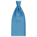 Viola Milano - Micro Floral 3-Fold Handprinted Selftipped Silk Tie - Sea - Handmade in Italy - Luxury Exclusive Collection