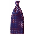 Viola Milano - Cravatta in Seta Italiana Motivo Micro Floreale - Blu Navy Mix - Handmade in Italy - Luxury Exclusive Collection