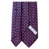 Viola Milano - Cravatta in Seta Italiana Motivo Micro Floreale - Blu Navy Mix - Handmade in Italy - Luxury Exclusive Collection