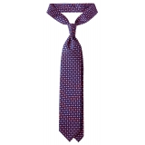 Viola Milano - Cravatta in Seta Italiana Motivo Micro Floreale - Blu Navy Mix - Handmade in Italy - Luxury Exclusive Collection