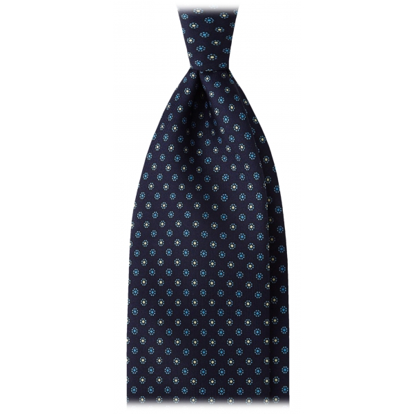 Viola Milano - Cravatta in Seta Italiana con Motivo Floreale - Blu Navy Mix - Handmade in Italy - Luxury Exclusive Collection