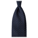 Viola Milano - Cravatta in Seta Italiana con Motivo Floreale - Blu Navy Mix - Handmade in Italy - Luxury Exclusive Collection
