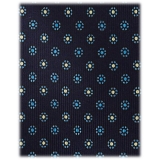 Viola Milano - Cravatta in Seta Italiana con Motivo Floreale - Blu Navy Mix - Handmade in Italy - Luxury Exclusive Collection
