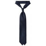 Viola Milano - Cravatta in Seta Italiana con Motivo Floreale - Blu Navy Mix - Handmade in Italy - Luxury Exclusive Collection