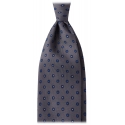 Viola Milano - Micro Floral Selftipped Silk Tie - Grey/Blue - Handmade in Italy - Luxury Exclusive Collection